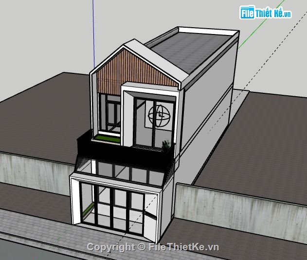 Nhà phố 2 tầng,model su nhà phố 2 tầng,file sketchup nhà phố 2 tầng