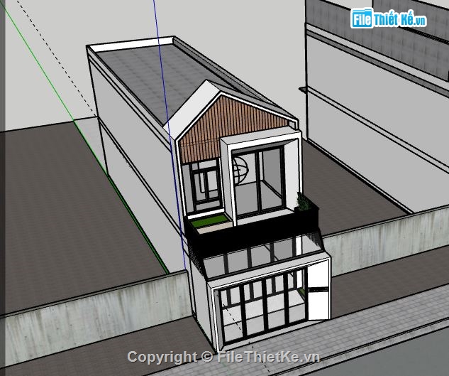 Nhà phố 2 tầng,Model su nhà phố 2 tầng,sketchup nhà phố 2 tầng