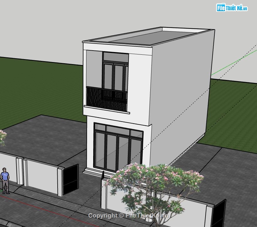 Nhà phố 2 tầng,model su nhà phố 2 tầng,sketchup nhà phố 2 tầng