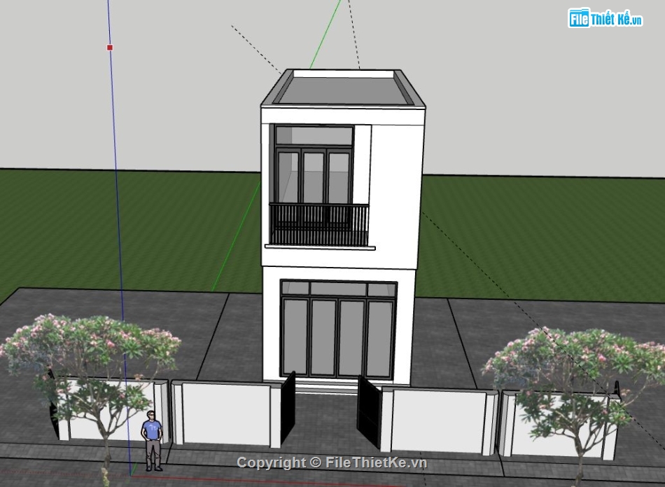 Nhà phố 2 tầng,model su nhà phố 2 tầng,sketchup nhà phố 2 tầng