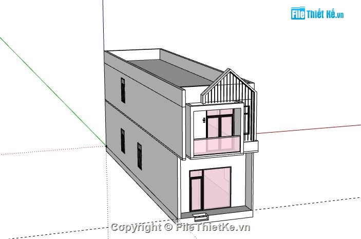 nhà phố 2 tầng,model su nhà phố 2 tầng,sketchup nhà phố 2 tầng