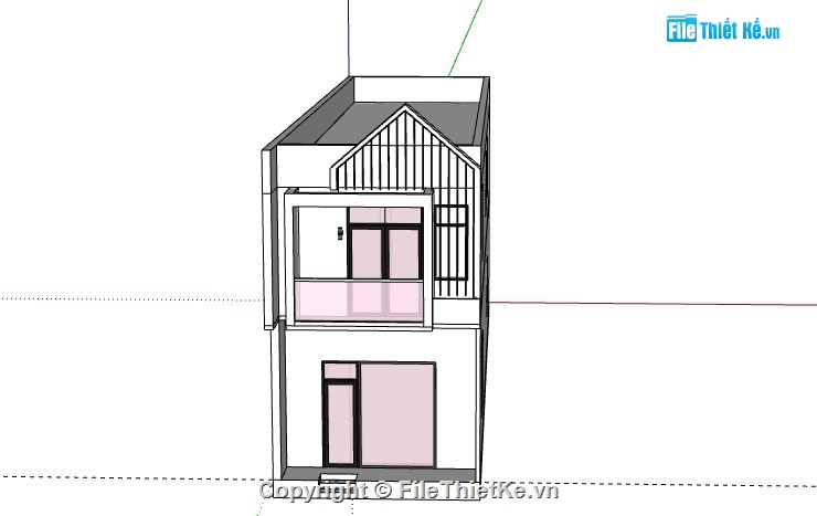 nhà phố 2 tầng,model su nhà phố 2 tầng,sketchup nhà phố 2 tầng