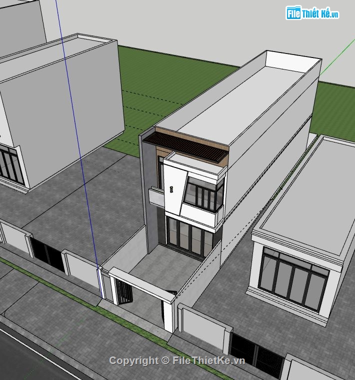 Nhà phố 2 tầng,file su nhà phố 2 tầng,sketchup nhà phố 2 tầng