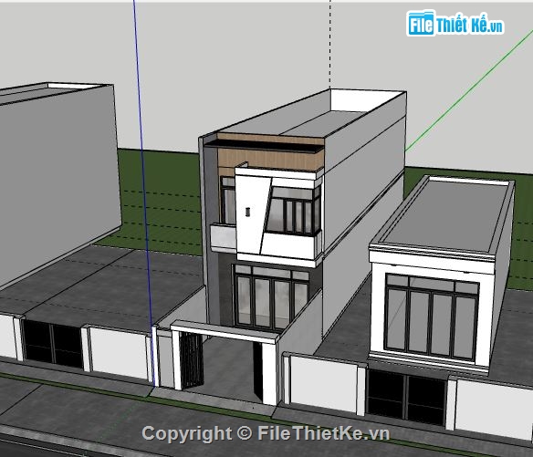 Nhà phố 2 tầng,model su nhà phố 2 tầng,file sketchup nhà phố 2 tầng