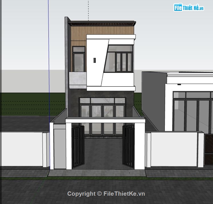 Nhà phố 2 tầng,model su nhà phố 2 tầng,file sketchup nhà phố 2 tầng