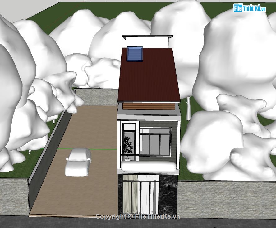 Nhà phố 2 tầng,model su nhà phố 2 tầng,file sketchup nhà phố 2 tầng