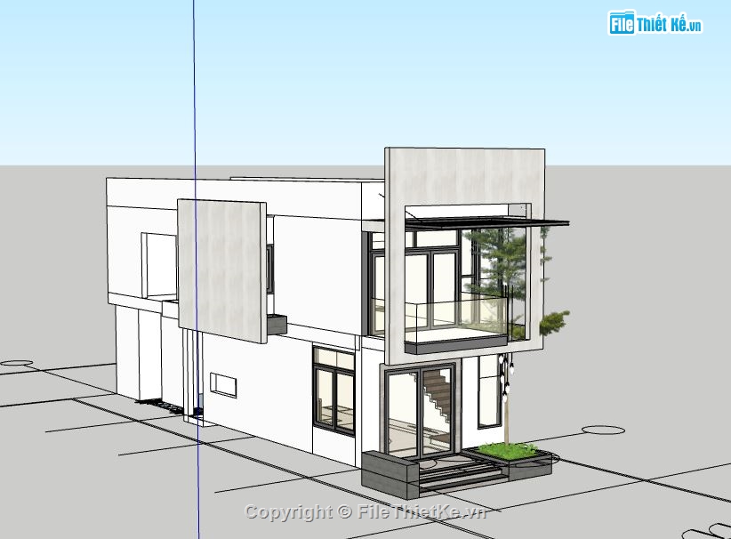 Nhà phố 2 tầng,File su nhà phố 2 tầng,sketchup nhà phố 2 tầng