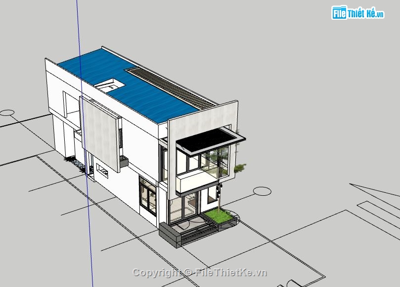 Nhà phố 2 tầng,File su nhà phố 2 tầng,sketchup nhà phố 2 tầng