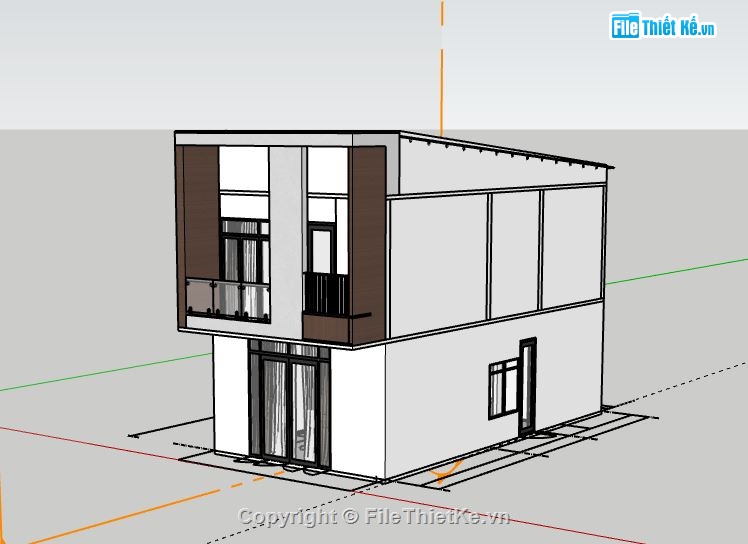 nhà phố 2 tầng,model su nhà phố 2 tầng,sketchup nhà phố 2 tầng