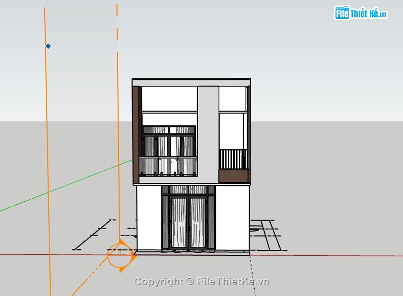 nhà phố 2 tầng,model su nhà phố 2 tầng,sketchup nhà phố 2 tầng