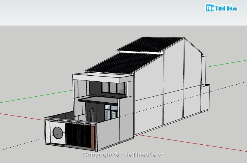 Nhà phố 2 tầng,Model su nhà phố 2 tầng,sketchup nhà phố 2 tầng