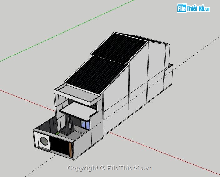 Nhà phố 2 tầng,Model su nhà phố 2 tầng,sketchup nhà phố 2 tầng