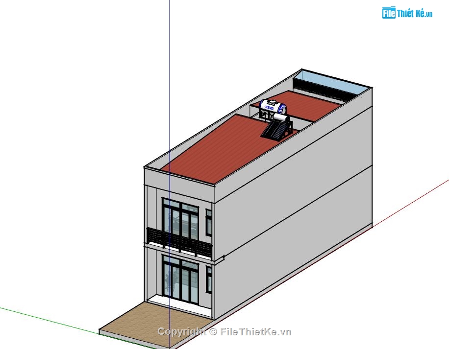 Nhà phố 2 tầng,model su nhà phố 2 tầng,sketchup nhà phố 2 tầng