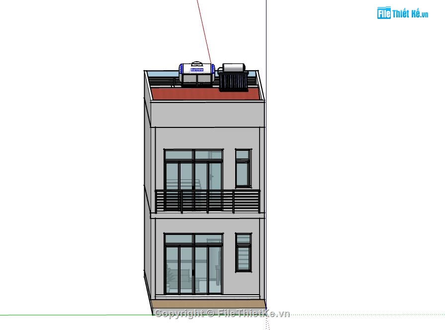 Nhà phố 2 tầng,model su nhà phố 2 tầng,sketchup nhà phố 2 tầng