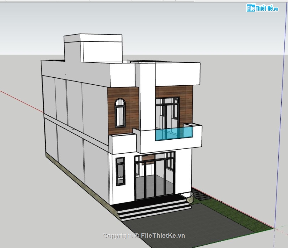 Nhà phố 2 tầng,file su nhà phố 2 tầng,sketchup nhà phố 2 tầng