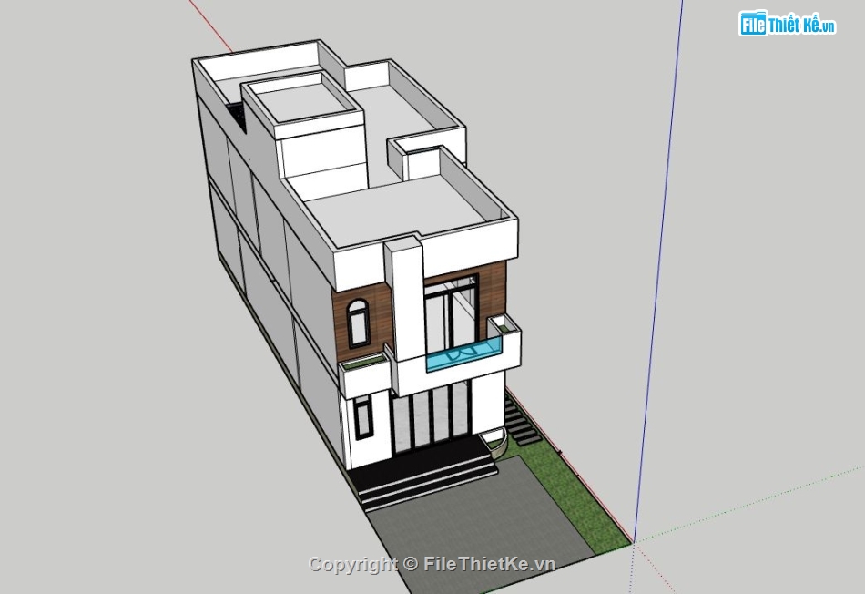 Nhà phố 2 tầng,file su nhà phố 2 tầng,sketchup nhà phố 2 tầng