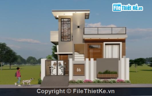 Nhà phố 2 tầng,file su nhà phố 2 tầng,sketchup nhà phố 2 tầng