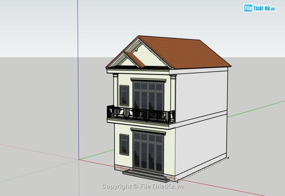 Nhà phố 2 tầng,Model su nhà phố 2 tầng,mẫu nhà phố 2 tầng sketchup