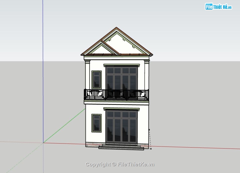 Nhà phố 2 tầng,Model su nhà phố 2 tầng,mẫu nhà phố 2 tầng sketchup