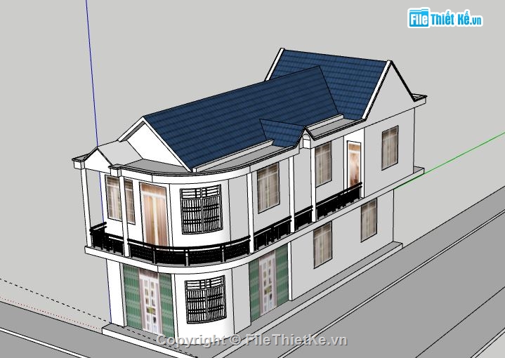 Nhà phố 2 tầng,Model su nhà phố 2 tầng,sketchup nhà phố 2 tầng