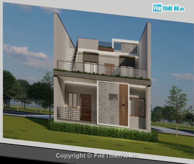 Nhà phố 2 tầng,model su nhà phố 2 tầng,file sketchup nhà phố 2 tầng