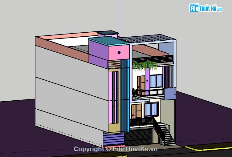 Nhà phố 2 tầng,model su nhà phố 2 tầng,sketchup nhà phố 2 tầng