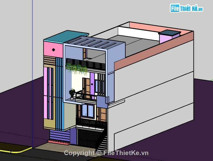 Nhà phố 2 tầng,model su nhà phố 2 tầng,sketchup nhà phố 2 tầng