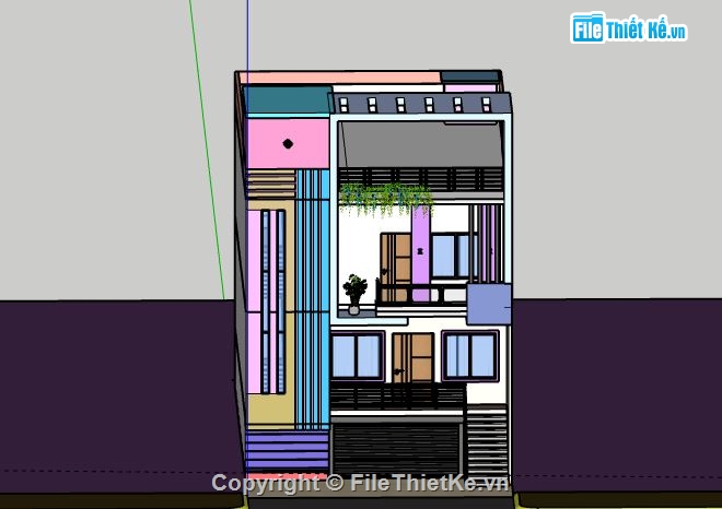 Nhà phố 2 tầng,model su nhà phố 2 tầng,sketchup nhà phố 2 tầng