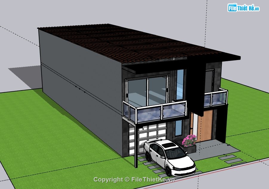 Nhà phố 2 tầng,model su nhà phố 2 tầng,sketchup nhà phố 2 tầng