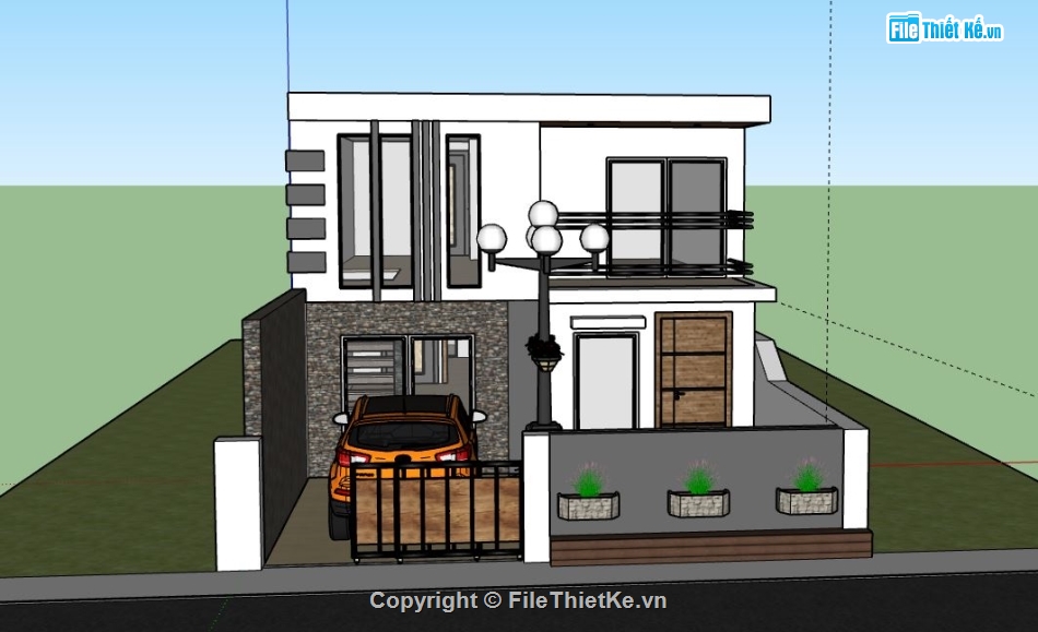 Nhà phố 2 tầng,model su nhà phố 2 tầng,sketchup nhà phố 2 tầng