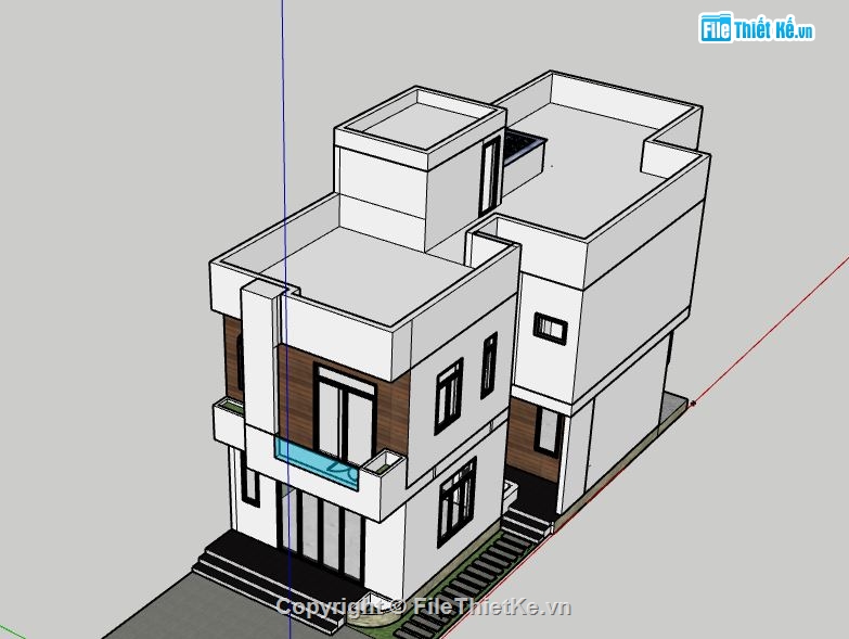 Nhà phố 2 tầng,Model su nhà phố 2 tầng,sketchup nhà phố 2 tầng