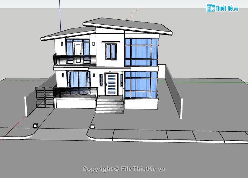 nhà phố 2 tầng,sketchup nhà phố 2 tầng,mẫu nhà phố 2 tầng