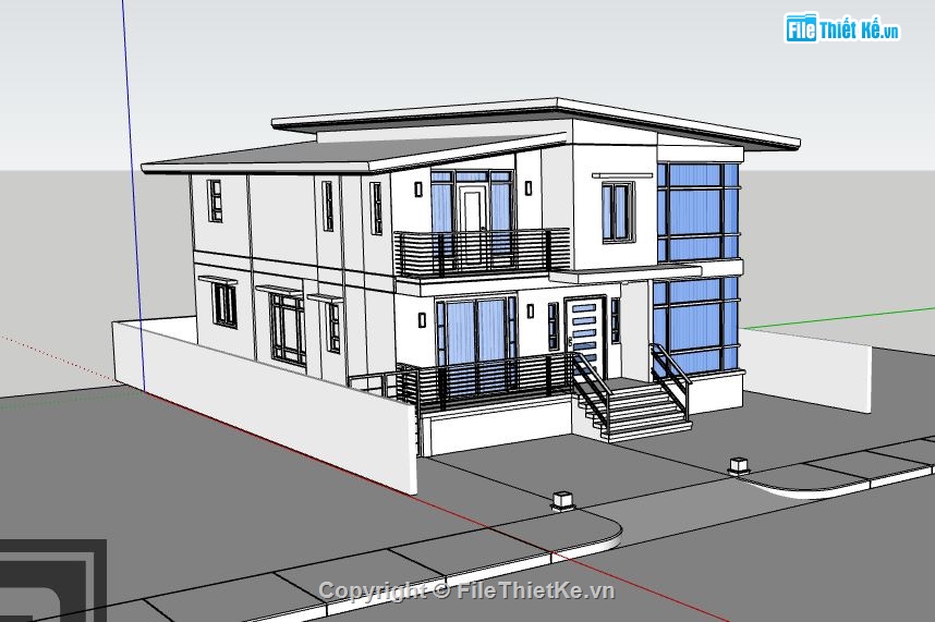 nhà phố 2 tầng,sketchup nhà phố 2 tầng,mẫu nhà phố 2 tầng