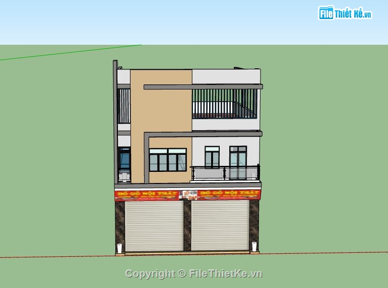 Sketchup nhà phố 3 tầng,file su nhà phố 3 tầng,sketchup nhà phố 3 tầng