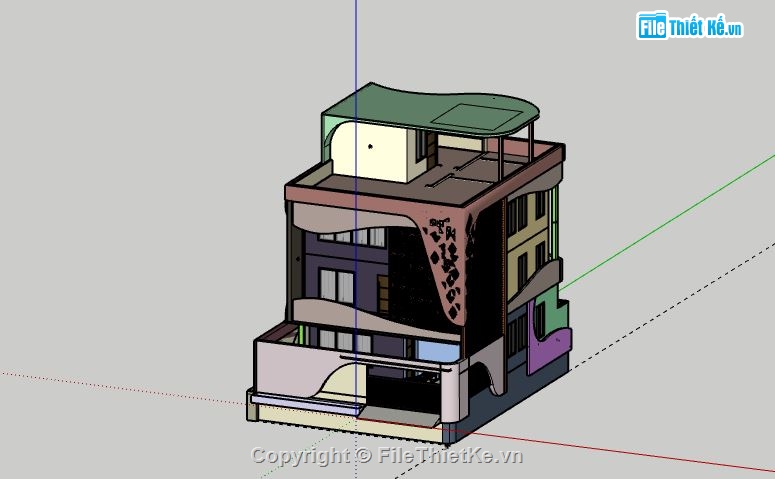 Nhà phố 3 tầng,file su nhà phố 3 tầng,sketchup nhà phố 3 tầng