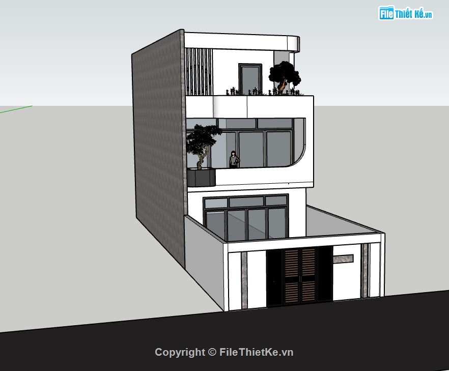 nhà phố 3 tầng,Sketchup nhà 3 tầng,Sketchup 3 tầng