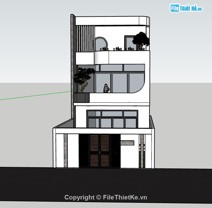 nhà phố 3 tầng,Sketchup nhà 3 tầng,Sketchup 3 tầng