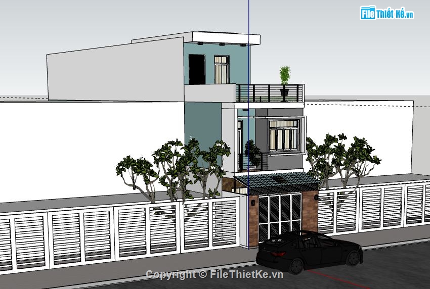 Nhà phố 3 tầng,model su nhà phố 3 tầng,sketchup nhà phố 3 tầng