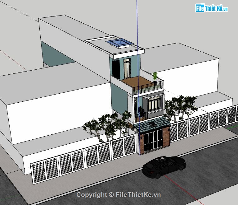 Nhà phố 3 tầng,model su nhà phố 3 tầng,sketchup nhà phố 3 tầng