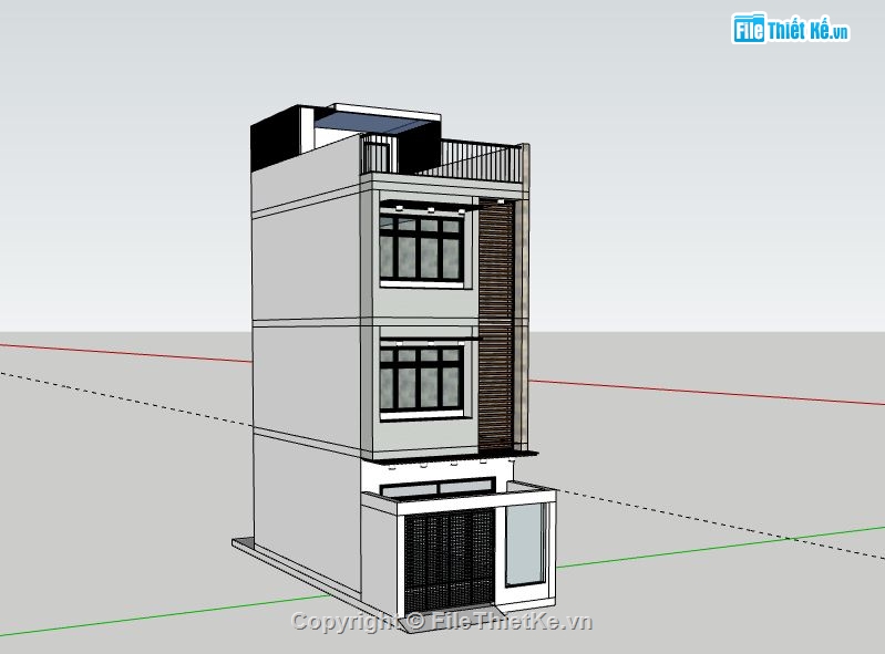 Nhà phố 3 tầng,File su nhà phố 3 tầng,sketchup nhà phố 3 tầng