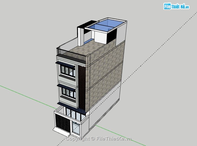 Nhà phố 3 tầng,File su nhà phố 3 tầng,sketchup nhà phố 3 tầng