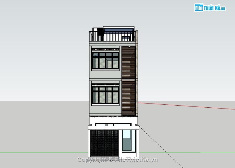 Nhà phố 3 tầng,File su nhà phố 3 tầng,sketchup nhà phố 3 tầng