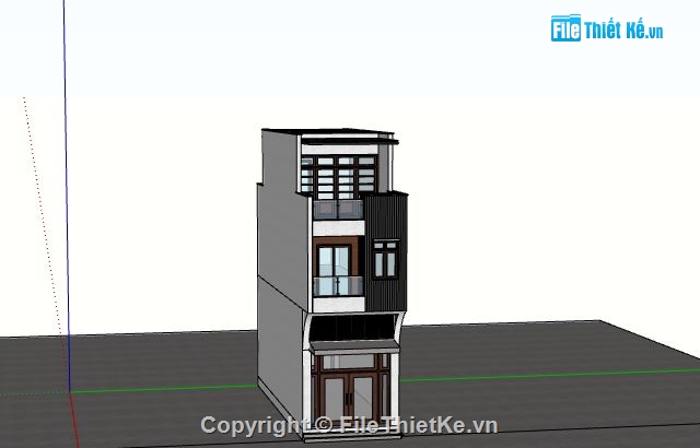 Nhà phố 3 tầng,model su nhà phố 3 tầng,sketchup nhà phố 3 tầng