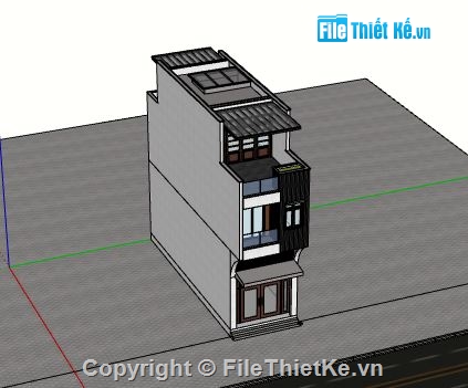 Nhà phố 3 tầng,model su nhà phố 3 tầng,sketchup nhà phố 3 tầng