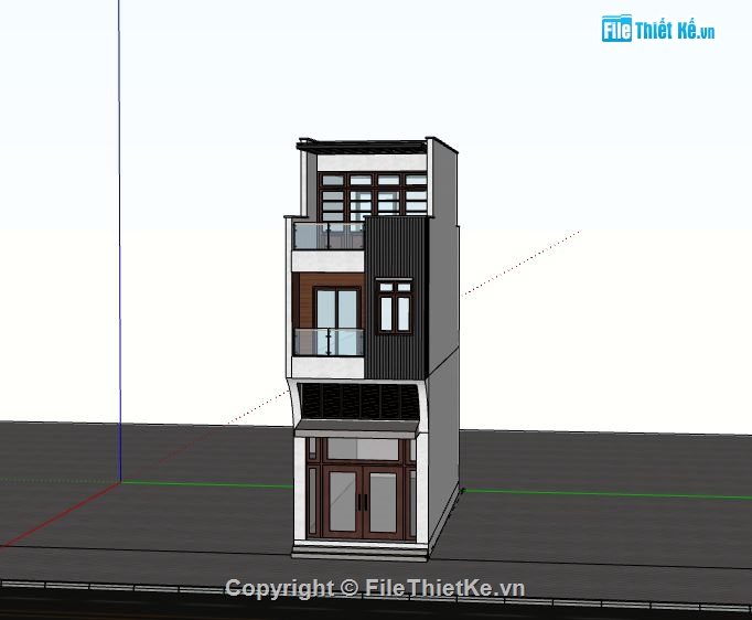 Nhà phố 3 tầng,model su nhà phố 3 tầng,sketchup nhà phố 3 tầng