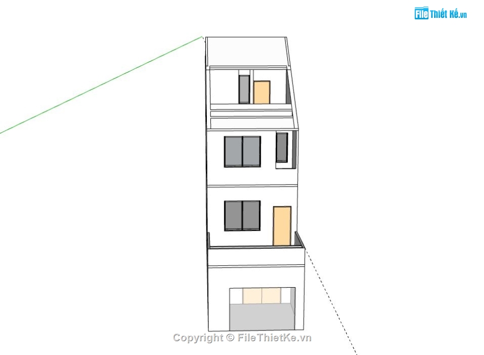 nhà phố 3 tầng,model su nhà phố 3 tầng,sketchup nhà phố 3 tầng