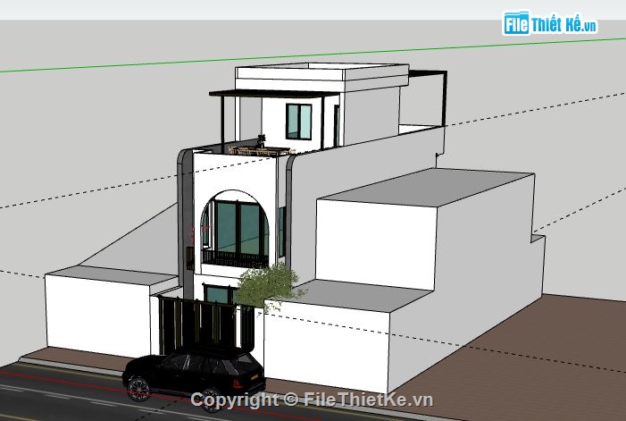 Nhà phố 3 tầng,model su nhà phố 3 tầng,sketchup nhà phố 3 tầng