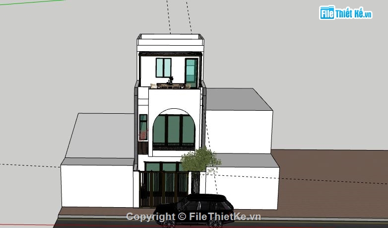 Nhà phố 3 tầng,model su nhà phố 3 tầng,sketchup nhà phố 3 tầng