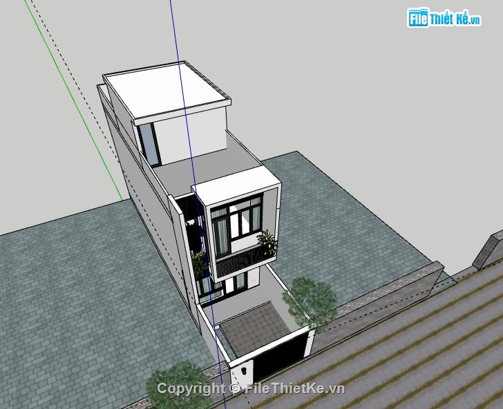 Nhà phố 3 tầng,Model su nhà phố 3 tầng,nhà phố 3 tầng file su