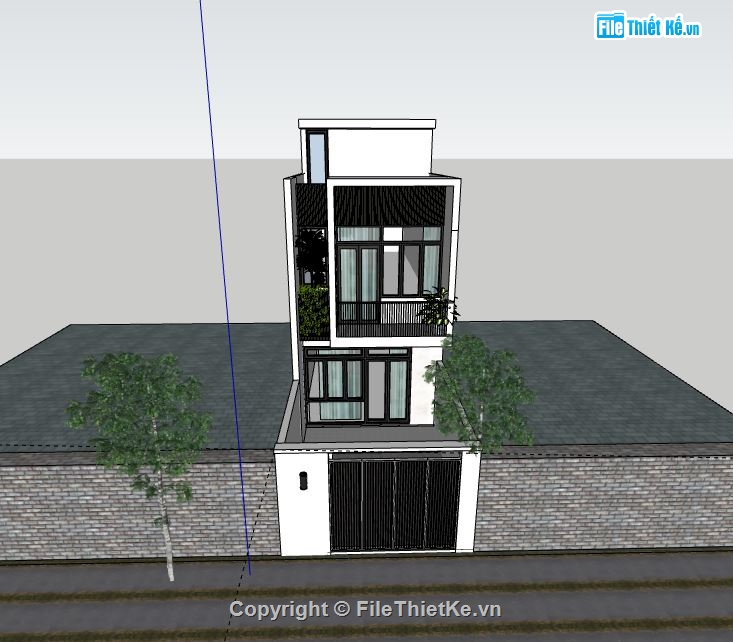 Nhà phố 3 tầng,Model su nhà phố 3 tầng,nhà phố 3 tầng file su